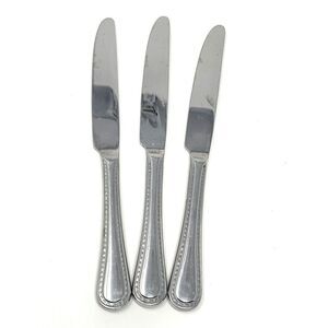Argent Orfevres Stainless Pearl Dinner Solid Knives 9 1/2” Set Of 3